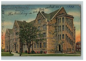 1945 State Ball University Muncie Postcard Indiana Memorial Hall Men's Dormitory
