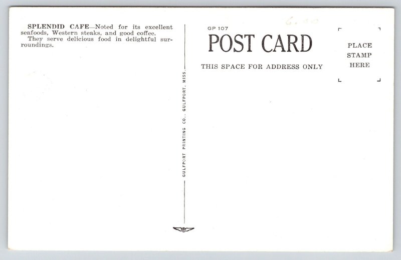 Gulfport Mississippi~Splendid Cafe Interior~Lunch Counter & Dining~1930s PC
