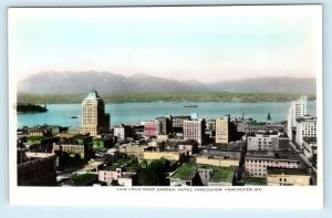 RPPC VANCOUVER, BC, Canada ~ View from Roof Garden Hotel c1940s Tinted Postcard