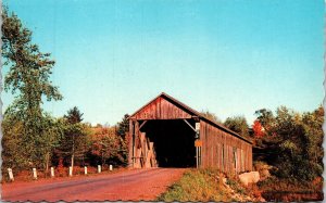 Covered Bridge Woodstock Meduxnekeag Stream Littleton Maine ME Postcard UNP VTG 