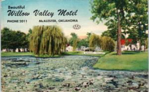 McALESTER, OK Oklahoma  WILLOW VALLEY MOTEL   c1940s  Roadside  Linen Postcard