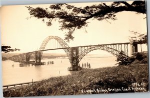 RPPC Newport Bridge, Oregon Coast Highway Vintage Postcard V17