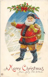 G6/ Santa Claus Christmas Postcard c1910 Toys Blue Trimmed Suit 17
