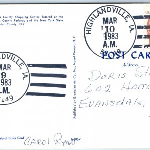 1983 Highlandville, IA DPO Town Post Office Cancel Stamp USPO Postcard Iowa A177