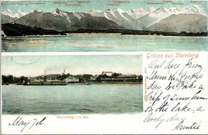 Postcard Germany Grusse Aus Starnberg Panorama Vom See 1904 M54