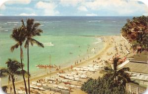 Honolulu Hawaii~Waikiki Beach~LOTS of Outrigger Canoes~Pacific Ocean~1954 Pc