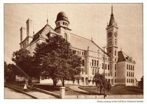 Postcard 1920's B.M.C. Durfee High School Building Fall River Massachusetts MA