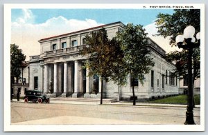 Piqua Ohio~US Post Office & Main Street~1920s Postcard