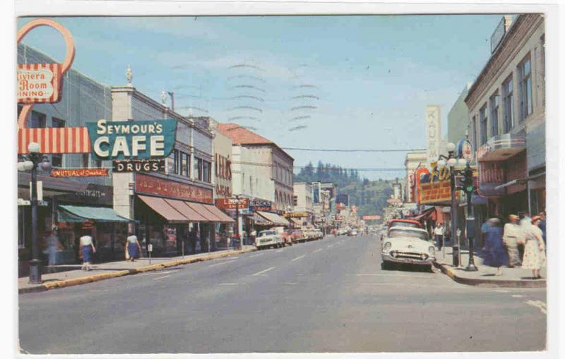 Willamette Street Cars Drug Store Eugene Oregon 1958 postcard