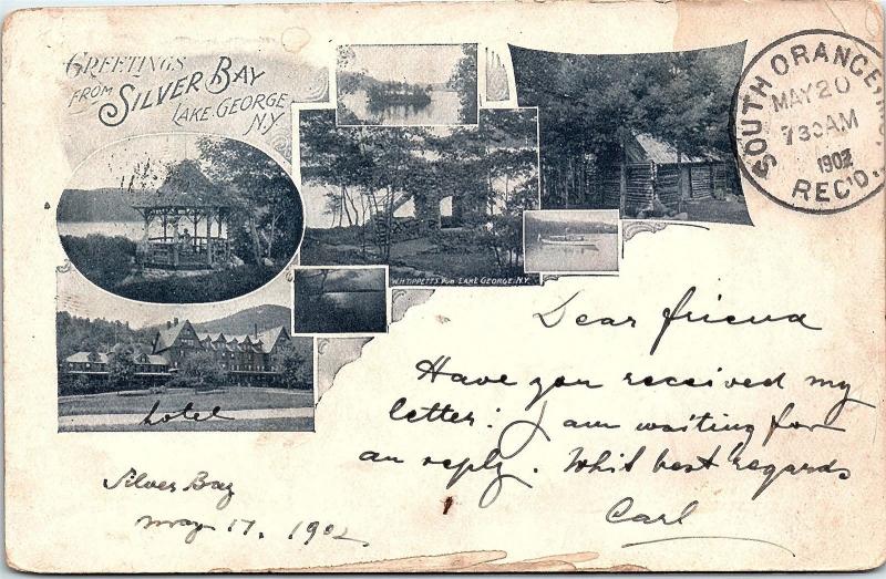 PMC NY Greetings From Silver Bay Multi-View 1902 Private Mailing Card Postcard