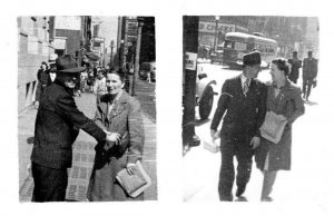 1930s 40s Rppc Couple Street Scene Split Front Ansco Stamp Box Romance Postcard