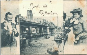 Netherlands Groet Uit Rotterdam Vintage Postcard 01.45