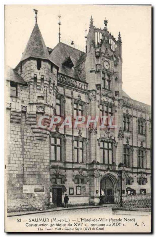 Old Postcard Saumur L & # 39Hotel Gothic Town Building