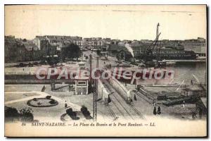 Postcard Old Saint Nazaire Basin Square and the Bridge Rolling