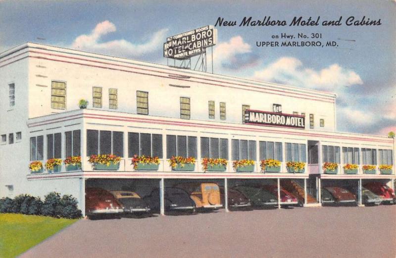 Marlboro Maryland Motel And Cabins Linen Antique Postcard K15878