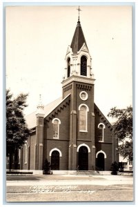 c1940's Catholic Church View Morris Illinois IL RPPC Photo Unposted Postcard