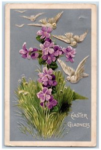 Milwaukee Wisconsin WI Postcard Easter Gladness Flowers And Dove Birds Embossed