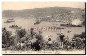 Old Postcard Panorama Villefranche The bay a feast day