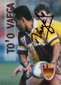 To'o Vaega West Samoa Auckland Rugby New Zealand Hand Signed Card Photo