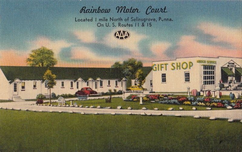 Postcard Rainbow Motor Court Selinsgrove PA