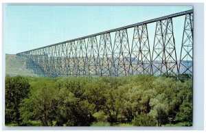 Lethbridge Alberta Canada Postcard View of Highest Bridge c1950's Vintage
