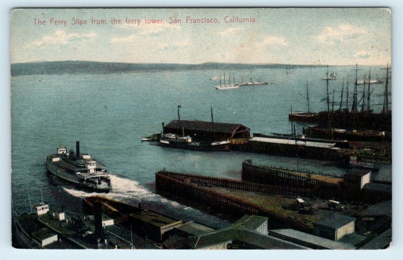 SAN FRANCISCO, CA  ~ FERRYBOAT SLIPS from Ferry Building Tower c1900s Weidner