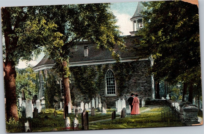 Postcard NY Tarrytown Old Dutch Church Sleepy Hollow