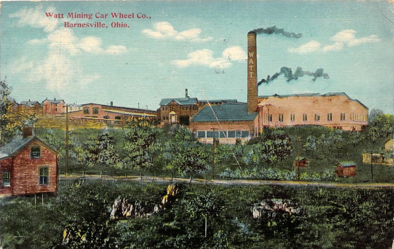 G17/ Barnesville Belmont Co Ohio Postcard c1910 Watts Mining Car Factory 22