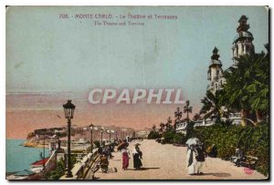 Old Postcard Monte Carlo Theater and Terrace