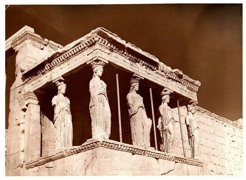 Athens Greece Portico of Caryatides Women of Caryae Greek Postcard Posted 1963