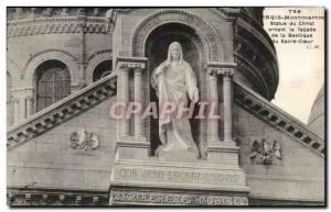 Paris Montmartre Old Postcard Statue of Christ adorning the front of the Sacr...