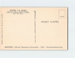 Postcard The Royal Bank of Canada Building, Expo 67, Montreal, Canada