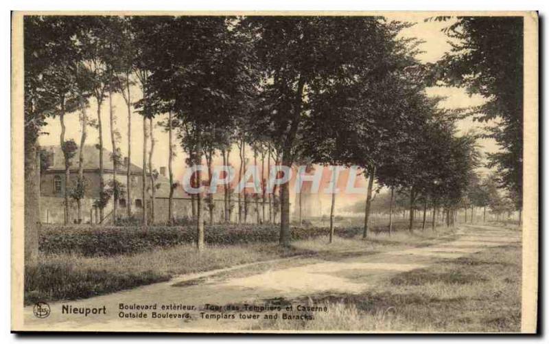 Belgium Belgie Postcard Old Newport Boulevard outside Tower of the Templars a...