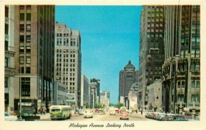 Aero Distributing Teich Autos Bus Chicago Illinois Michigan Ave Postcard 21-1290