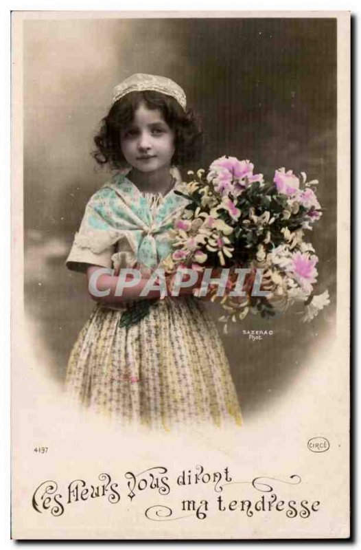 Old Postcard Fun Children These flowers will tell you my love