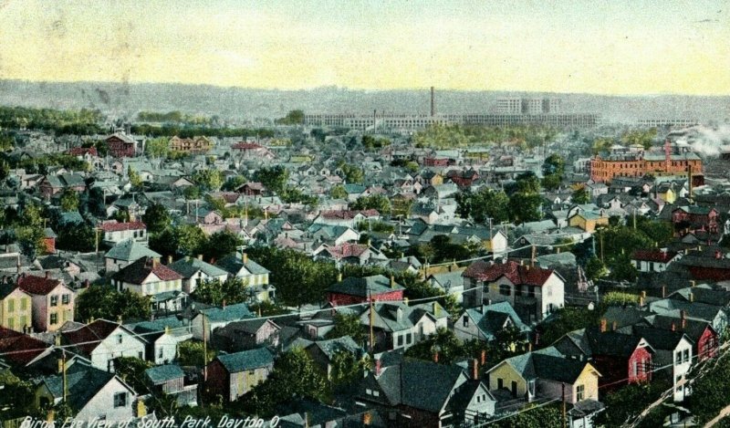 C.1910 Birds Eye View South Park Dayton Ohio Vintage Factory Postcard P94 