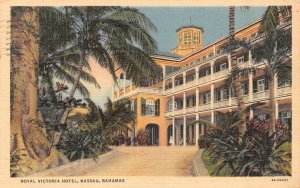 Nassau, Bahamas   ROYAL VICTORIA HOTEL   Curtiech Linen 1959 postmark Postcard