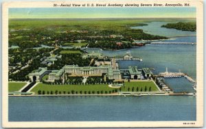 M-3856 Arial View of US Naval Academy showing Severn River Annapolis Maryland