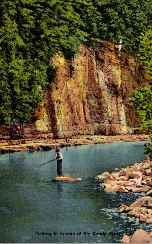 Kentucky Elkhorn City Russell Fork Fishing Scene Curteich