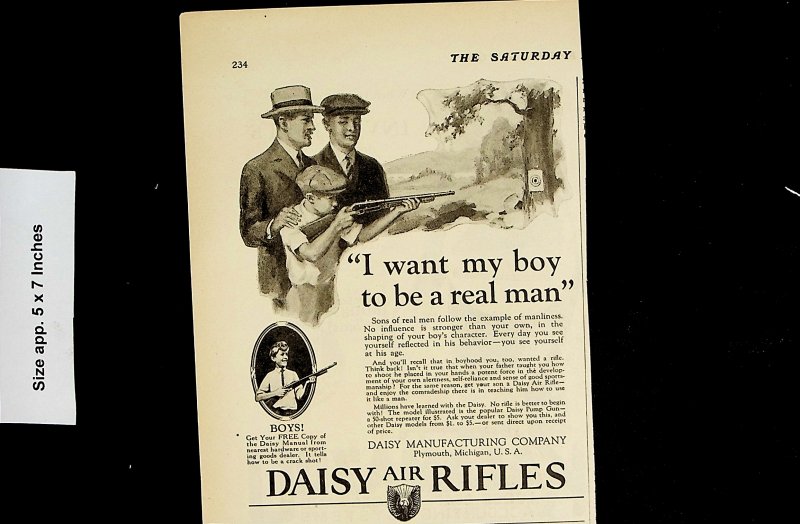 1926  Daisy Air Rifles Boy Real Man Vintage Print Ad 4501