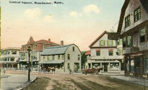 Postcard Early View of Central Square in Manchester, MA.    aa6