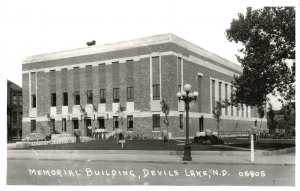 Vintage Postcard Memorial Building Devils Lake North Dakota ND RPPC Photo