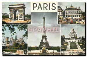 Old Postcard Paris Eiffel Tower Arc de Triomphe Opera Notre Dame's Sacred Hea...