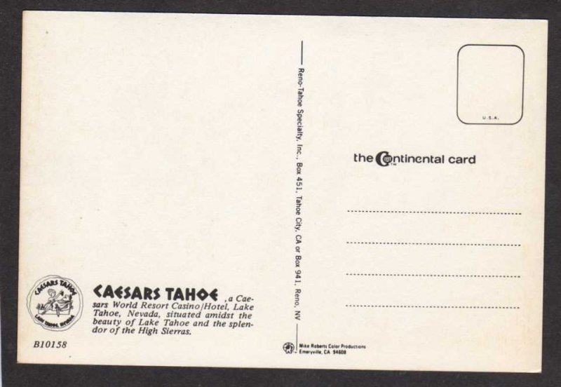 NV Caesars Casino Hotel Gambling Lake Tahoe Nevada Postcard nr Reno