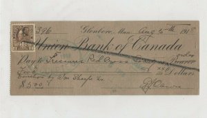 GLENBORO, Manitoba, Canada, 1918 ; Union Bank of Canada check