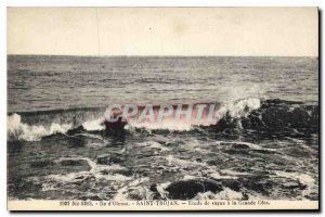 Old Postcard Ile d'Oleron Saint Trojan wave study has the Grande Cote