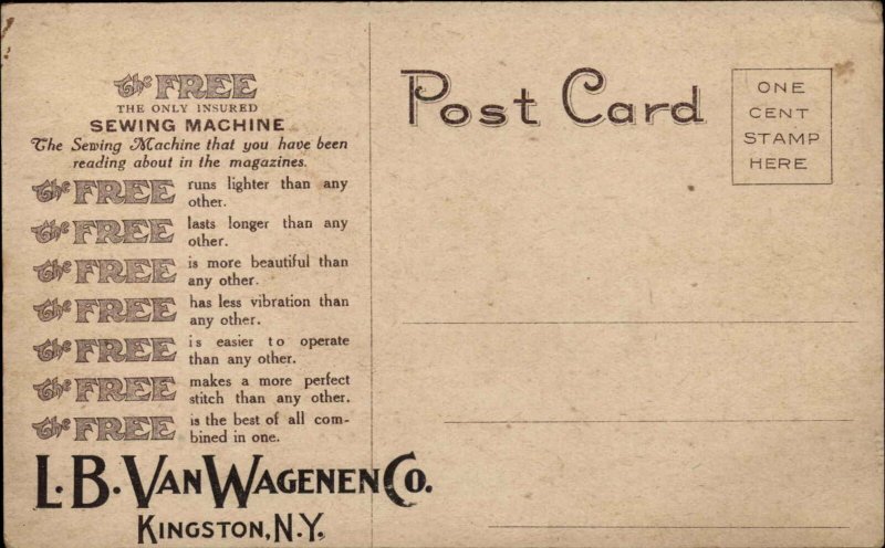 Kingston NY Dealer Overprint Free Sewing Machine Pretty Woman Advertising PC