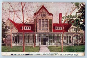 1913 Hot Springs Arkansas Horse Shoe Bath House Building View Antique Postcard