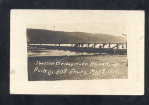 RPPC WWI BATTLE ACTION PONTOON BRIDGE OVER RHINE RIVER 1919 REAL PHOTO POSTCARD