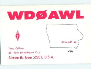 Chrome RADIO CARD Ainsworth by Des Moines & Cedar Rapids & Iowa City IA AH2281